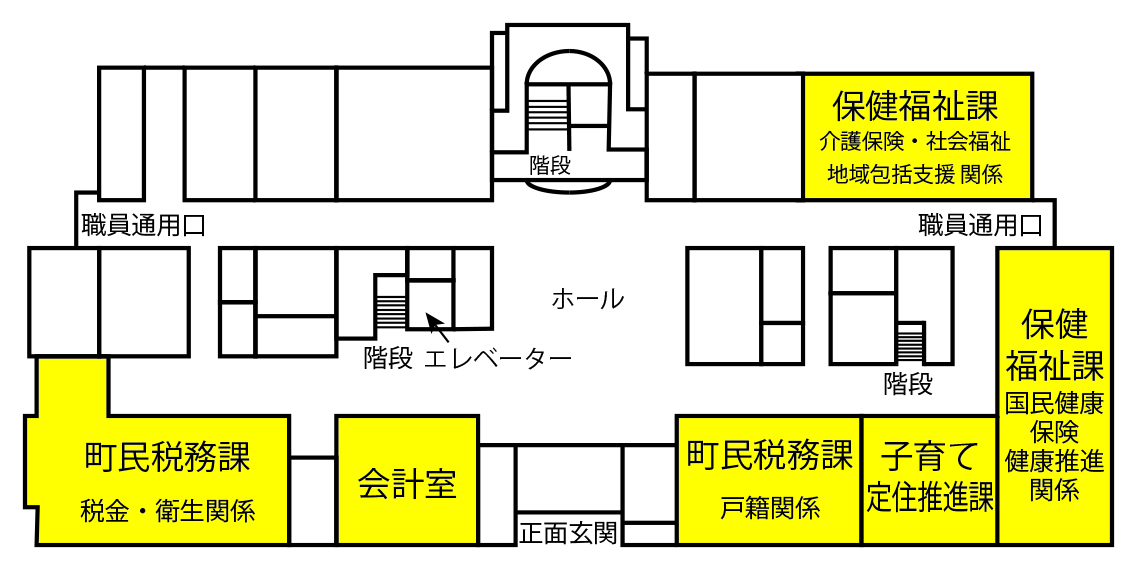 丸森町役場1階の図です。