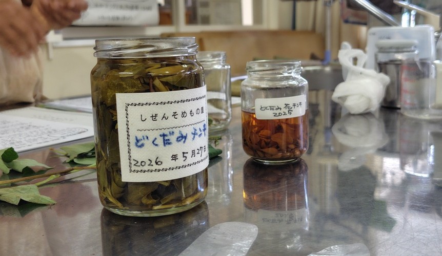 漬けこむと色が変化する