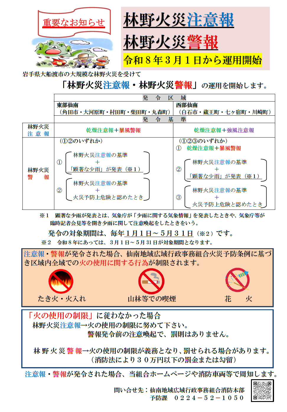 林野火災注意報・警報チラシ